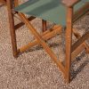 Set of 2 - Outdoor Patio Seating Directors Chair with Forest Green Fabric Seat