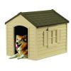 Durable Outdoor Plastic Dog House in Taupe and Bronze - For Dogs up to 70 pounds
