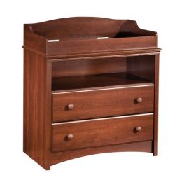 2-Drawer Changing Table with Open Shelf in Royal Cherry Finish