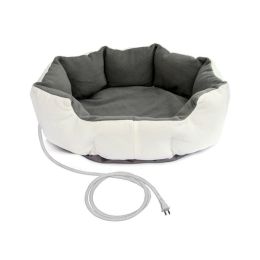 Heated 26-inch Medium size Dog Bed in White Grey with 6ft Electric Cord