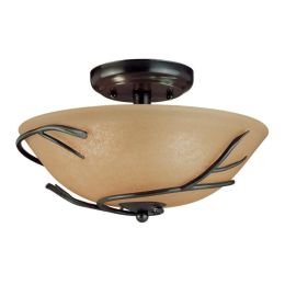 Round 12-inch Semi Flush Mount Ceiling Light with Twig Accent