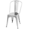 Set of 4 Indoor Outdoor Metal Stacking Bistro Dining Chairs in Silver Finish