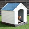 Small Outdoor Heavy Duty Blue and White Plastic Dog House