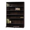 Contemporary 6-Shelf Bookcase Multimedia Storage Rack Tower in Brown Finish