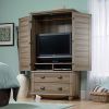 Wardrobe Cabinet Bedroom Storage or TV Armoire in Medium Brown Oak Finish