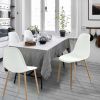 Set of 4 Modern Mid Century Style Dining Chairs in White with Wood Finish Legs