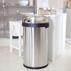 Round Stainless Steel 16-Gallon Kitchen Trash Can with Open Top Design