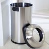Round Stainless Steel 16-Gallon Kitchen Trash Can with Open Top Design