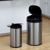 Set of 2 Toucheless Stainless Steel Trash Cans in 3 and 10 Gallon Sizes
