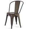 Set of 4 Indoor Outdoor Metal Stackable Bistro Dining Chairs in Copper Finish