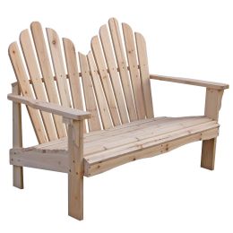 Cedar Wood Outdoor Patio 2-Seat Adirondack Chair Style Loveseat