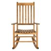 Outdoor Porch Rocker Mission Style Wood Rocking Chair in Teak Finish