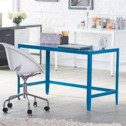 Simple Modern Metal Office Desk in Teal Blue Finish