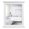 White Rectangle Bedroom Bathroom Vanity Wall Mirror with Bottom Shelf
