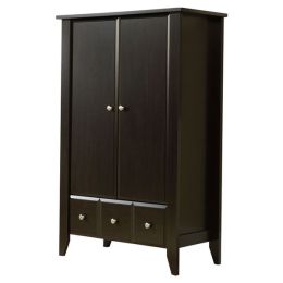 2-Door Bedroom Clothes Storage Cabinet Wardrobe Armoire Dark Brown Wood Finish