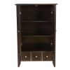 2-Door Bedroom Clothes Storage Cabinet Wardrobe Armoire Dark Brown Wood Finish