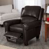 Top Grain Leather Upholstered Wingback Recliner Club Chair in Chocolate Brown