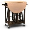 Mobile Kitchen Island Cart Breakfast Table with 2 Stools