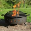 Heavy Duty Black Steel Fire Pit with Cooking Grill and Screen