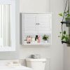 White Wall Mount Bathroom Cabinet with Louver Doors and Metal Knobs