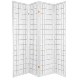 4-Panel Room Divider Oriental Shoji Privacy Screen in White