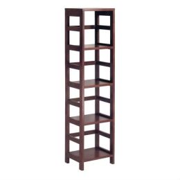 4-Shelf Narrow Shelving Unit Bookcase Tower in Espresso