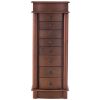 Brown Wood 8-Drawer Jewelry Armoire Chest Storage Cabinet with Mirror
