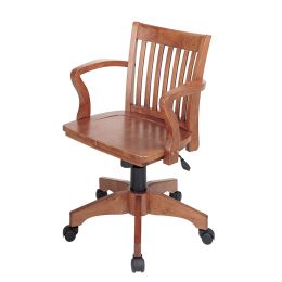 Classic Wooden Bankers Chair with Wood Seat and Arms