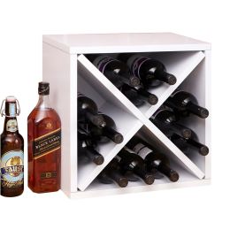 12-Bottle Stackable Wine Rack in White Wood Finish
