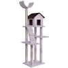 White 67 Inch Large Condo Ladder Tower Scratching Posts Play House Cat Tree