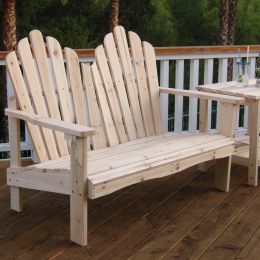 2-Seat Adirondack Style Outdoor Cedar Wood Garden Bench