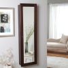 Wall Mounted Locking Jewelry Armoire Cabinet in Espresso Wood Finish