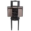 Black Wood 5-Drawer Jewelry Chest Storage Chest Cabinet with Mirror