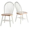 Set of 2 - Classic Wood Dining Chairs in Natural & White