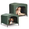 Portable Outdoor Dog House Elevated Covered  Doggy Cot Water-Resistant in Green