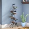 Wrought Iron 12-Bottle Wine Rack with Grape Leaves Vines Design