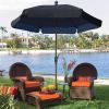 7.5-Ft Patio Umbrella for Outdoor Garden with Tilt Navy Shade and Champagne Pole