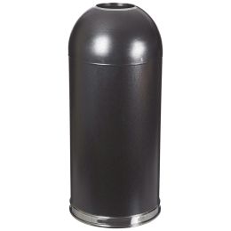 Black Steel 20-Gallon Round Waste Receptacle Trash Can