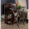 Set of 4 TV Tray Coffee Tables with Storage Rack in Walnut Wood Finish