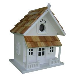 White Victorian Cottage Wooden Birdhouse - Fully Assembled