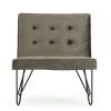 Gray Velvety Soft Upholstered Polyester Accent Chair Black Metal Legs