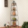Corner Bakers Rack 5-Tier Shelves with Decorative Metal Scrollwork
