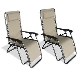 Set of 2 - Zero Gravity Indoor/Outdoor Chairs in Beige