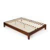 Queen size Modern Low Profile Solid Wood Platform Bed Frame in Espresso