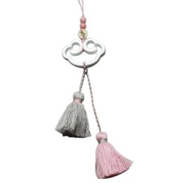 Chinese Style Clouds With Grey Pink Tassels Car Interior Hanging Ornaments For Wishful Blessing