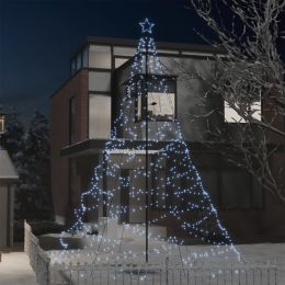Christmas Tree with Metal Post 1400 LEDs Cold White 16.4'