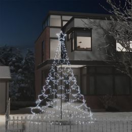 Christmas Tree with Metal Post 500 LEDs Cold White 9.8'